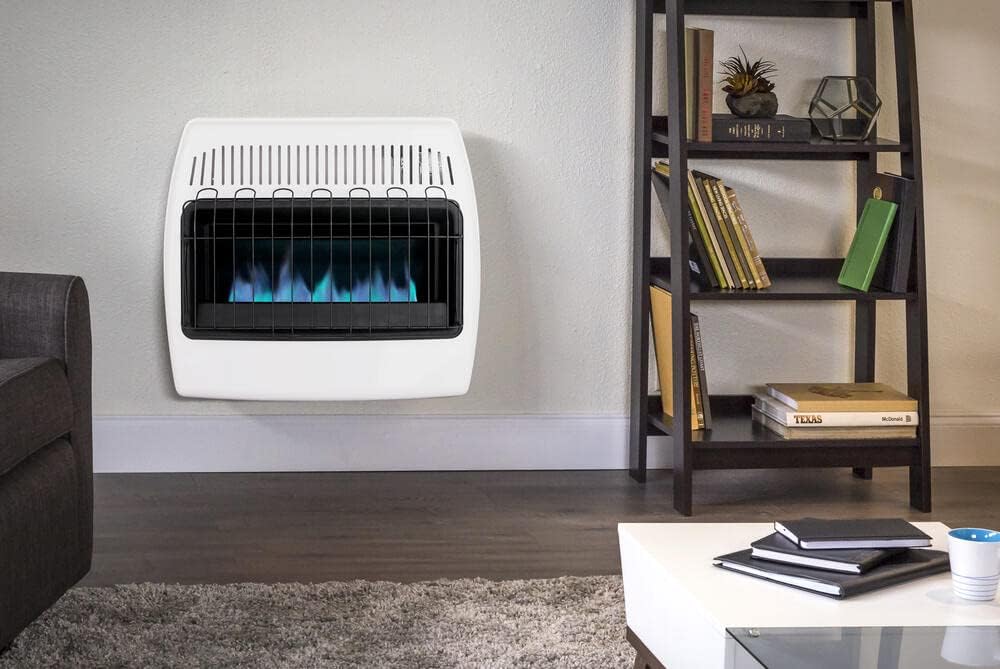 UTY 30,000 BTU Natural Gas Heater for Indoor Home Garage Use - with Free Standing Legs, Black, 27.5 x 11.5 x 27 inches