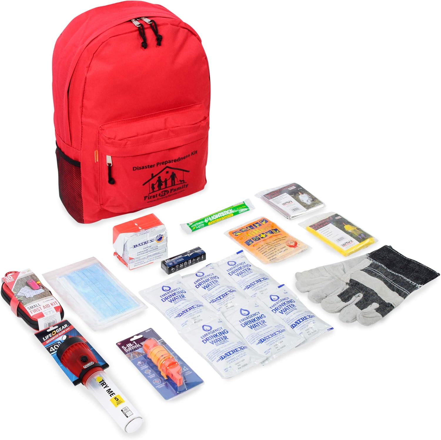First My Family All-in-One 2 Person, 72 Hour Emergency Survival Kit for Fires, Earthquakes, Hurricanes, Floods, Tsunami and Other Disasters