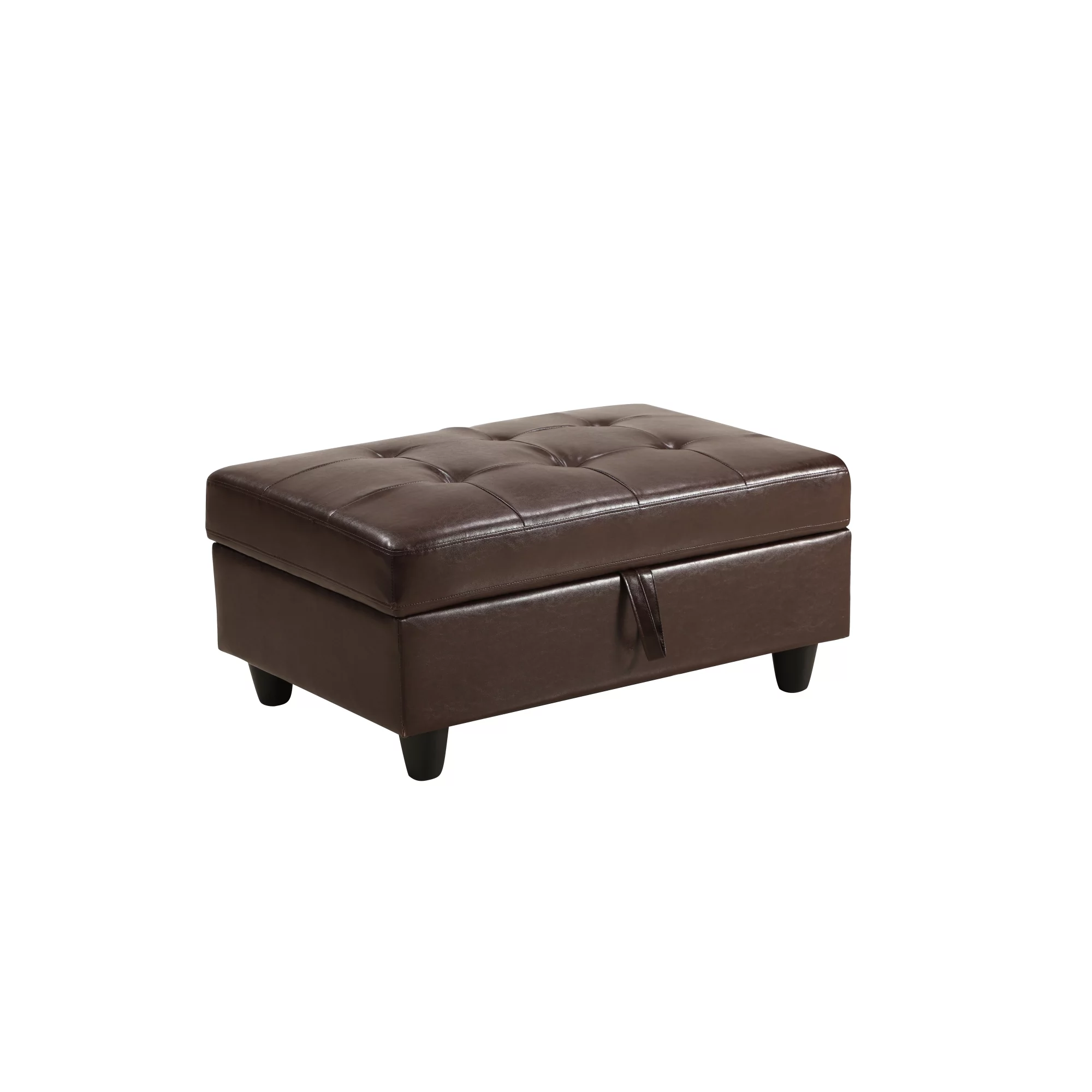 3 Pc Sectional Sofa Set, (Brown) Faux Leather Right -Facing Chaise With Free Storage Ottoman