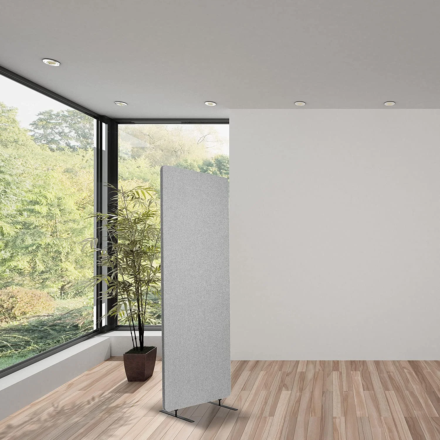 Stand Up Desk Store ReFocus Freestanding Noise Reducing Acoustic Room Wall Divider Office Partition (Cool Gray, 23.6"  x 66" , Stand-Alone Panel)