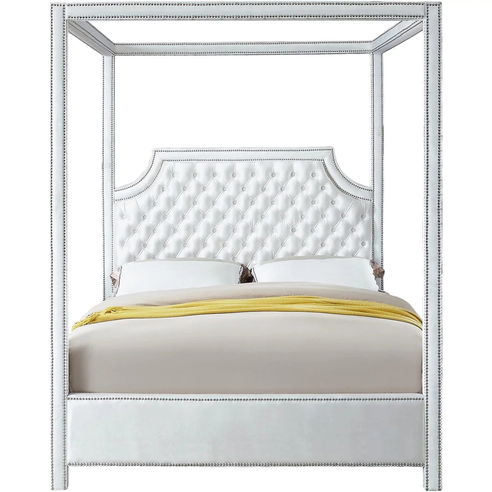 Meridian Furniture Inc Rowan Tufted Canopy Bed with Nailhead Trim
