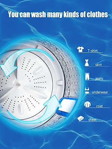 Krib Bling Full-Automatic Washing Machine with Drain Pump, 17.7 lbs Compact Washer, 10 Wash Program & 8 Water Level, Ideal for Apartment, Dorm, RV