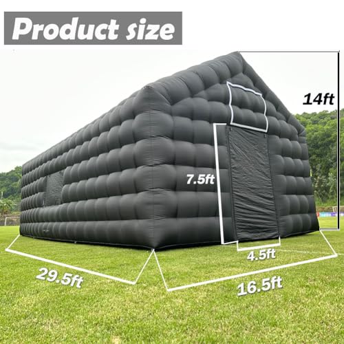 Inflatable Nightclub 29.5X16.5X14Ft Large Black Disco Cube Gazebo Event House with Logo Area & Blower Portable Inflatable Party Tent for Birthday
