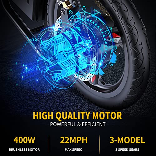 EBKAROCY Ebikes for Adults, 400W Motor 22MPH Max Speed, 14” Tire, 48V 15AH Removable Battery for Electric Bike, Multi-Shock Absorption, City Commuter