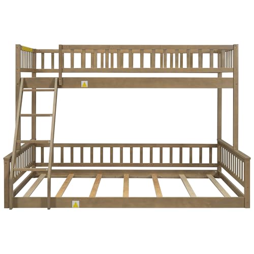 Ball & Cast Twin-Over-Twin Bunk Bed with Twin-Size Trundle and 3 Storage Stairs,Wood Bunkbed w/Full-Length Guardrails,Slat Support