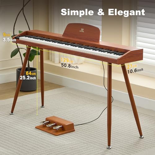 MUSTAR 88 Key Piano Keyboard for Beginners, Semi Weighted Electric Piano Keyboard 88 Keys, Portable Digital Piano 88 Key Weighted with 3-Pedal Unit