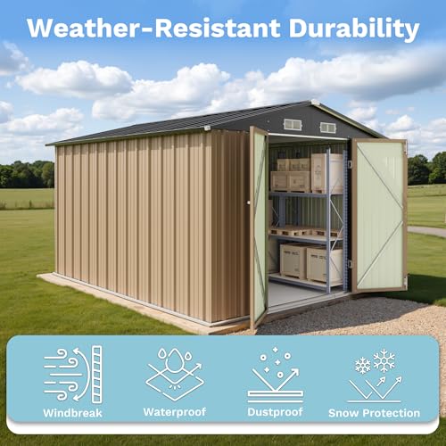 Greesum 5×3 FT Outdoor Storage Shed, Metal Storaged Sheds Without Floor, Tool Sheds with Lockable Doors and Sloping Roof for Garden, Patio, Backyard