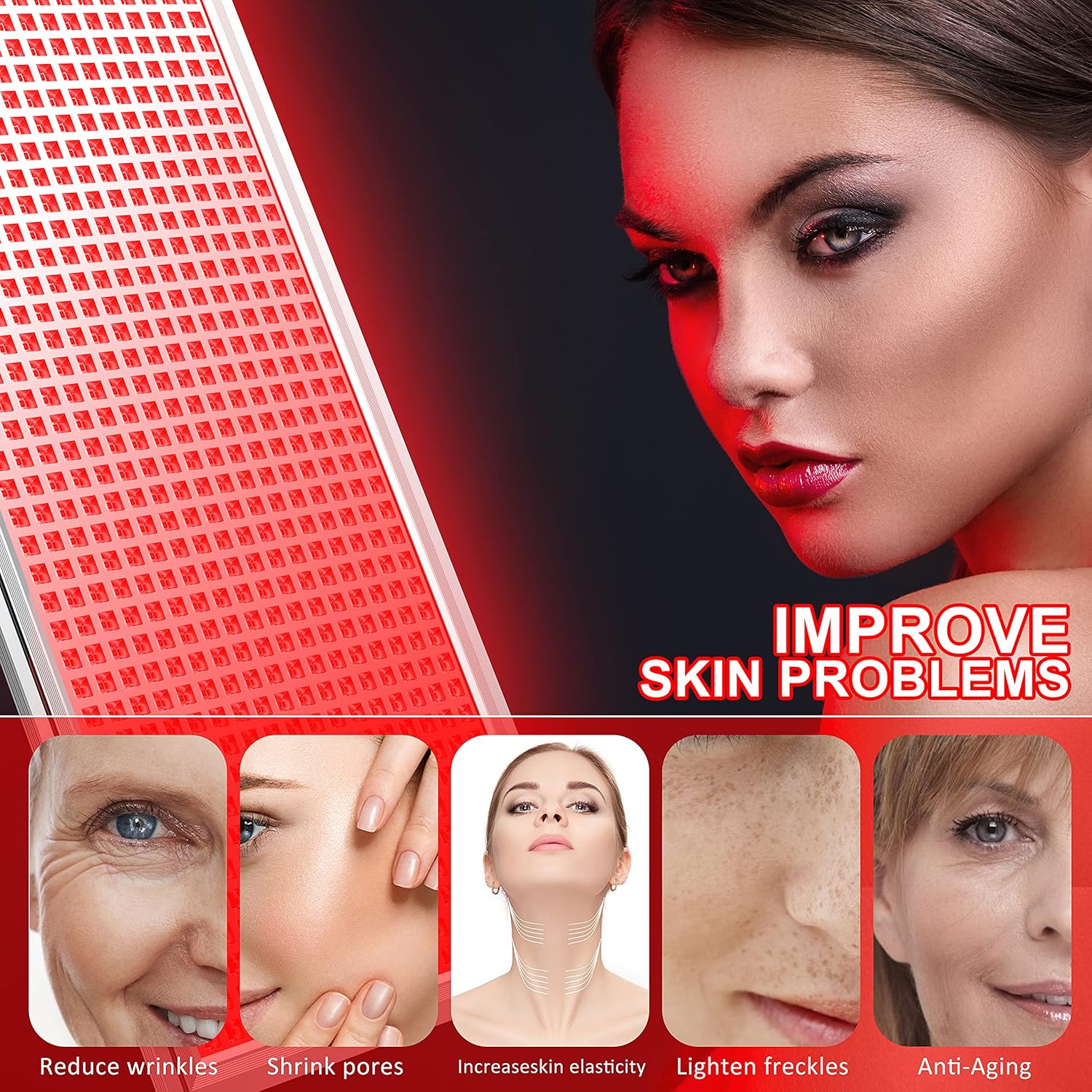Allisable Red Light Therapy Panel, Deep Red Light 660nm for Face and Skin(646 LEDs)