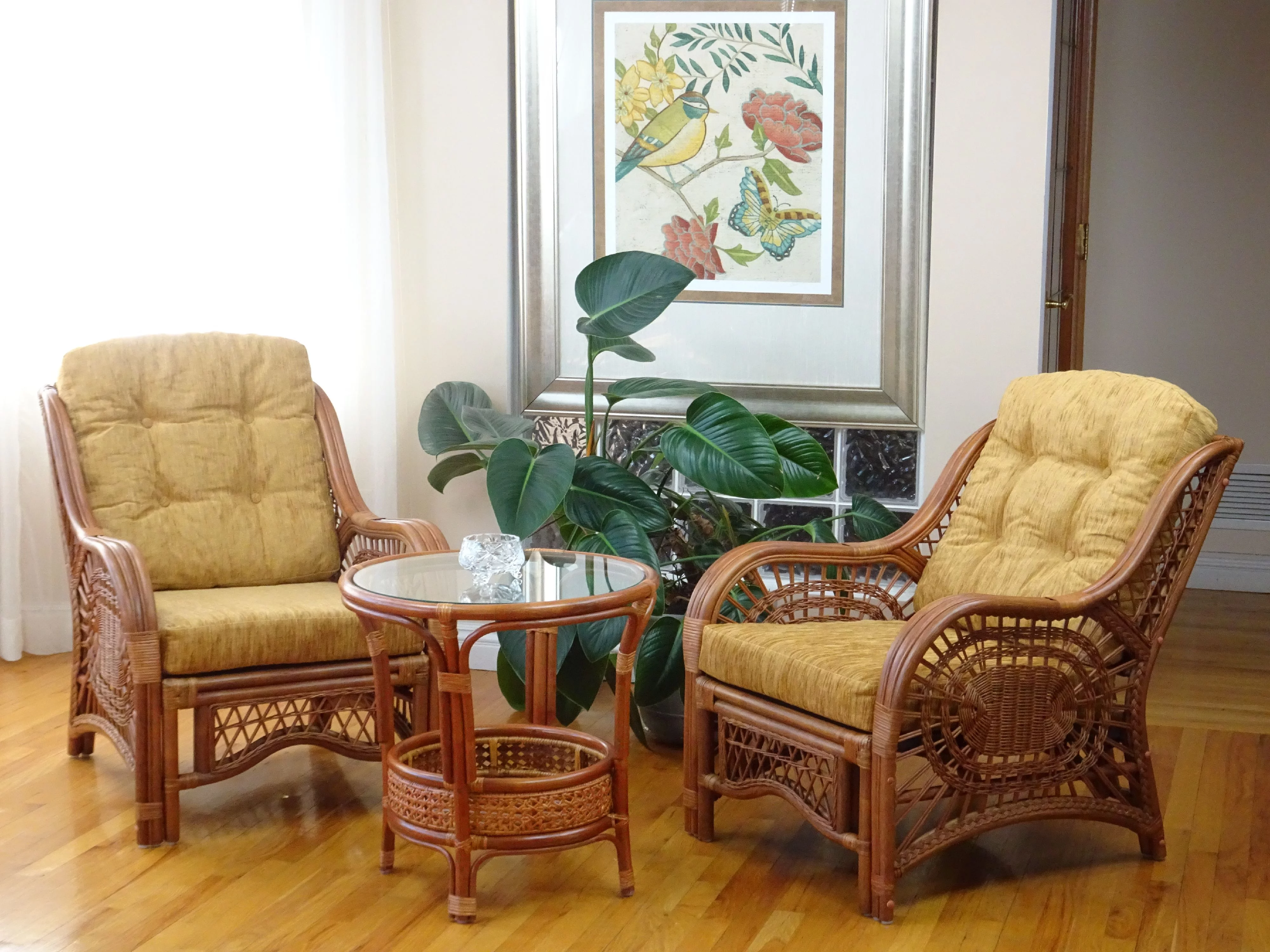 Malibu Lounge Armchair ECO Natural Rattan Wicker Handmade Design w/Light Brown Cushion, Colonial