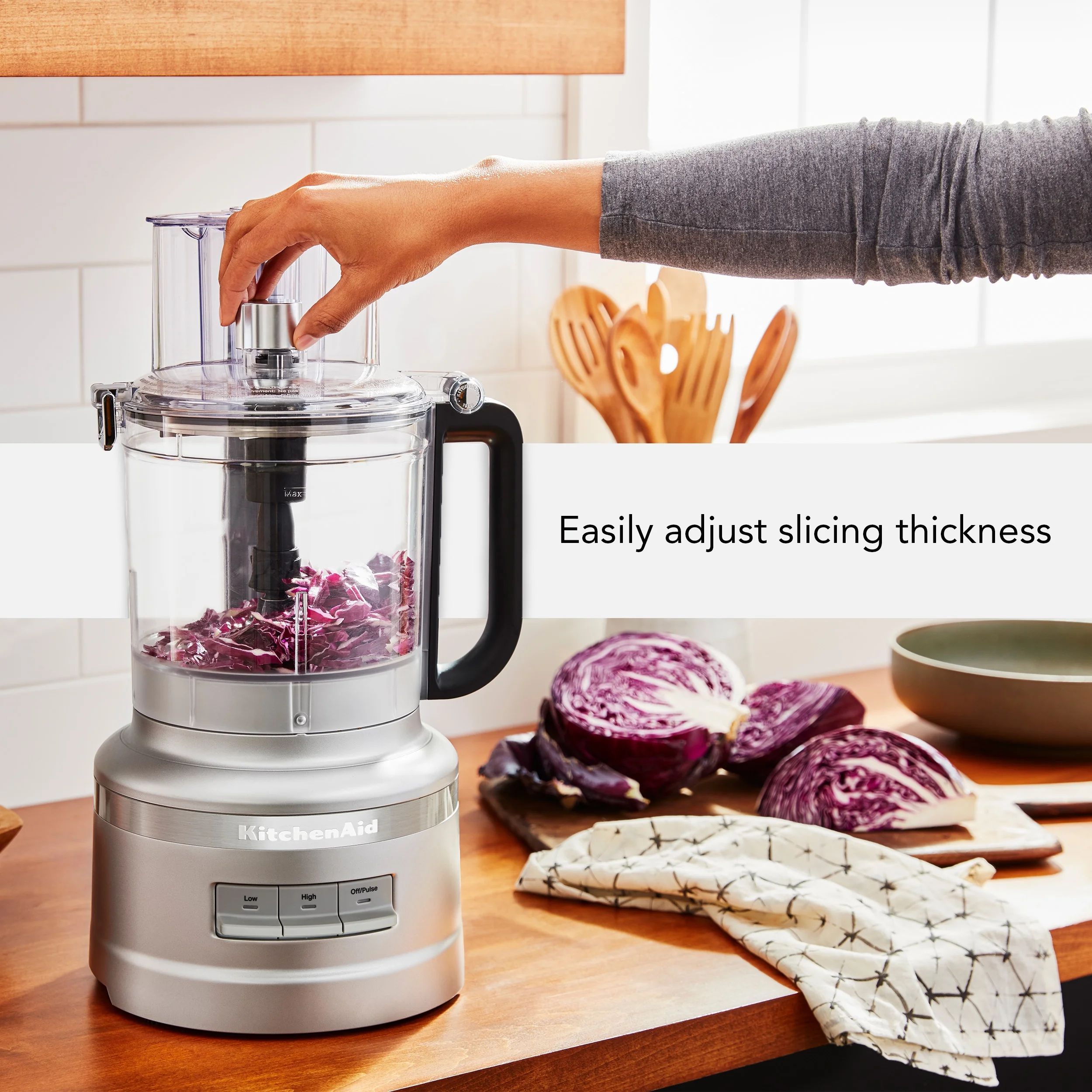 KitchenAid 13-Cup Food Processor, Contour Silver, KFP1318