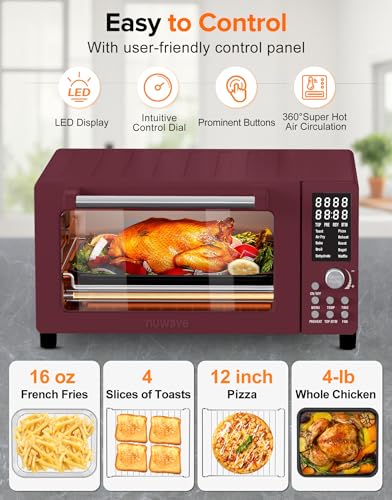 Nuwave Bravo Pro Smart 21QT Toaster Oven Air Fryer Combo, Convection Oven Countertop, 10 functions all in 1, with even & quick crisp technology