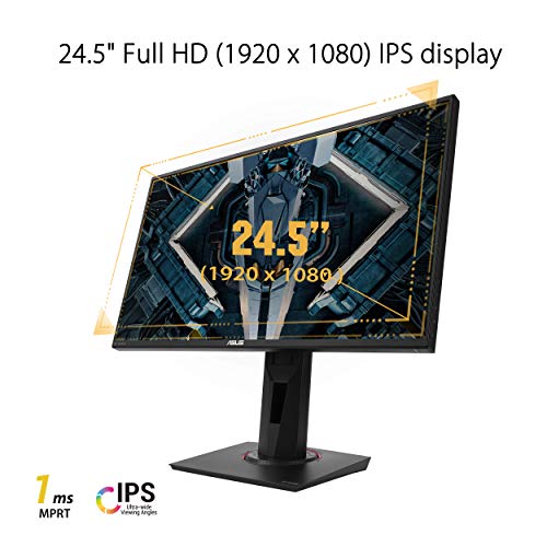 ASUS TUF Gaming VG259QR 24.5” Gaming Monitor, 1080P Full HD, 165Hz (Supports 144Hz), 1ms, Extreme Low Motion Blur, G-SYNC ready, Eye Care