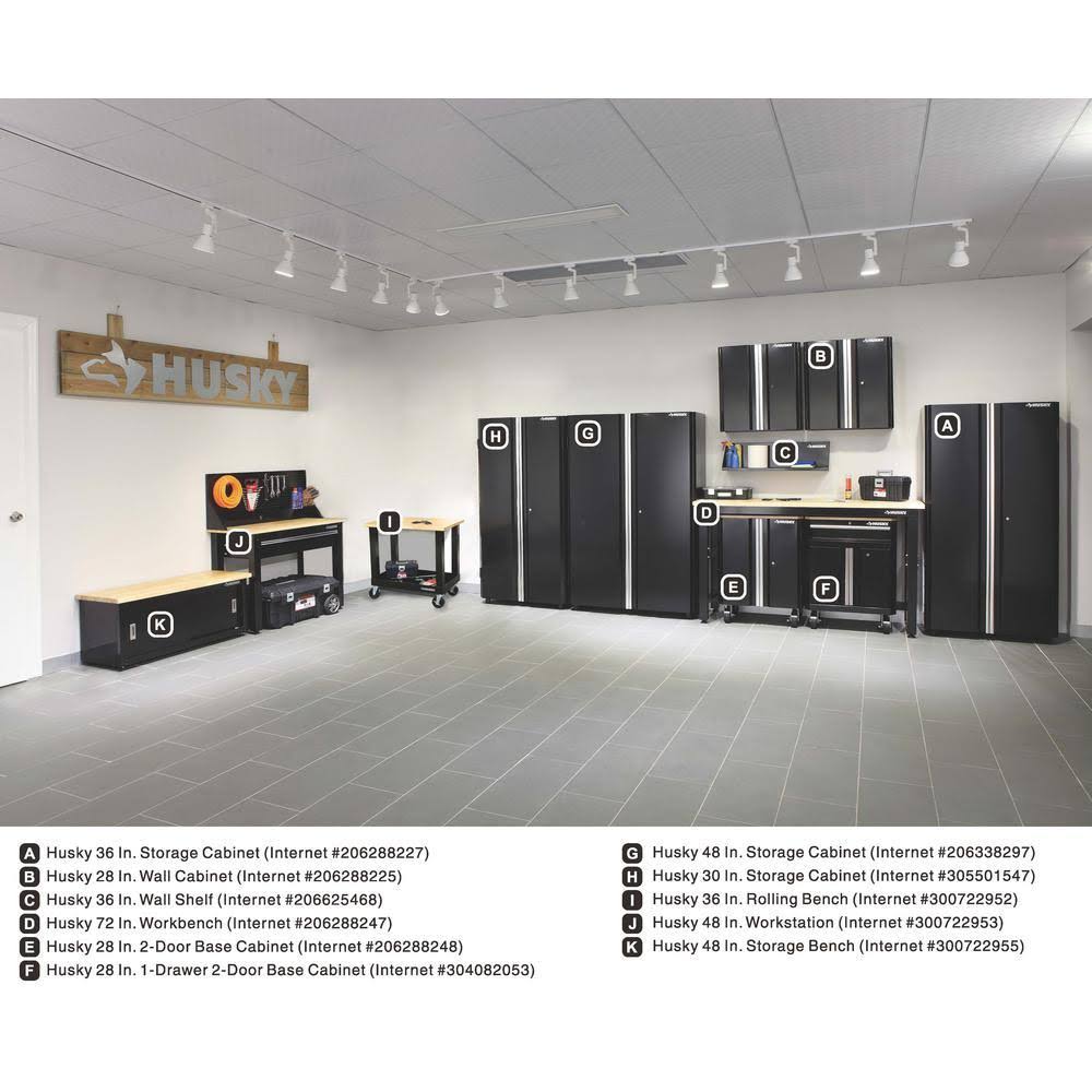 Husky 48 in. W x 72 in. H x 18 in. D Steel Garage Floor Cabinet, Black