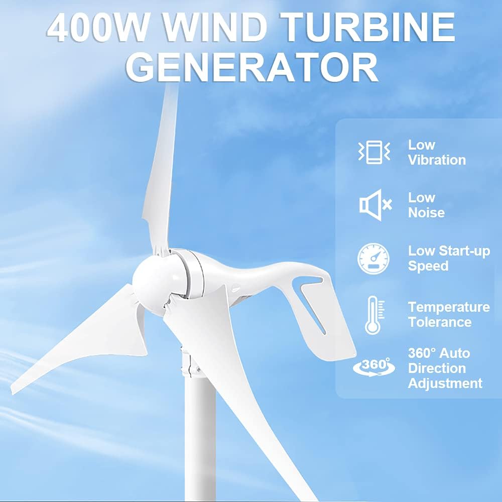 ECO-WORTHY 1200W Solar Wind Complete KIT: 1pc 400W Wind Turbine + 8pcs 100W Mono Solar Panel + 2pcs 100AH Battery + 1500W Inverter + 1pc Combiner Box