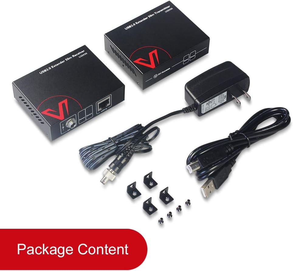 AV Access USB Extender Over Cat5e/6/6a/7 196ft/60M, 4 USB 2.0 Ports, Plug and Play, No Driver, Supports All Operating System