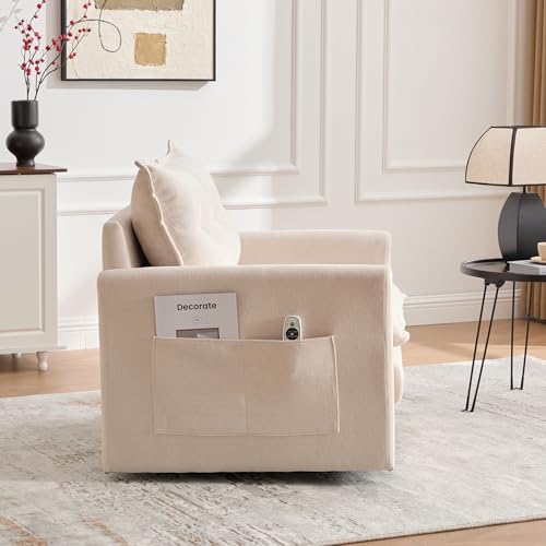 360 Swivel Accent Barrel Chair with Storage Ottoman & Headrest