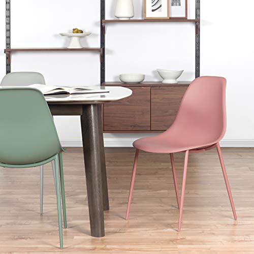 POLY & BARK Isla Modern Kitchen Chairs Set of 4 - Plastic Dining Chair with Metal Legs