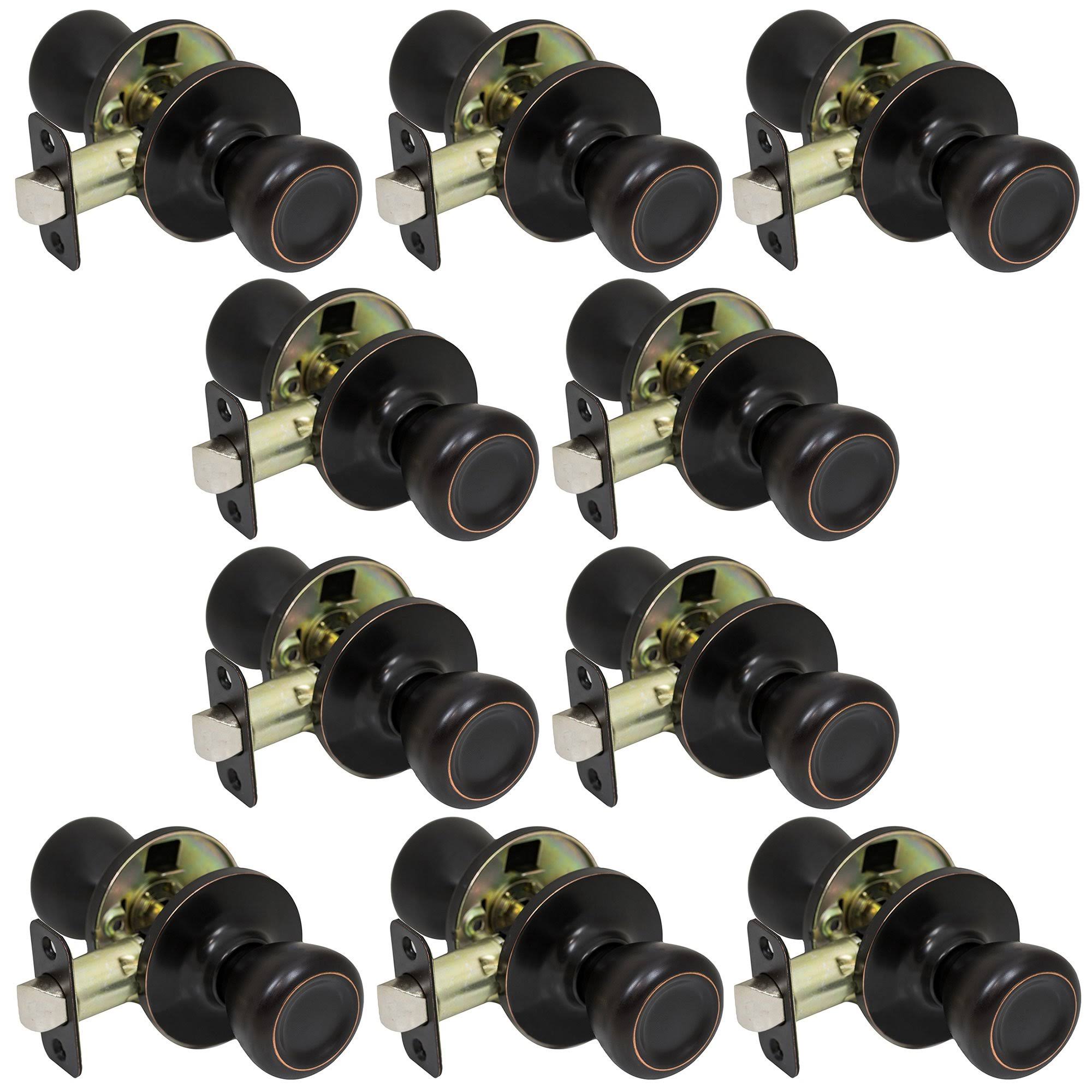 10 Pack of Pro-Grade Classic Passage Hallway Closet Door Knobs Oil Rubbed Bronze