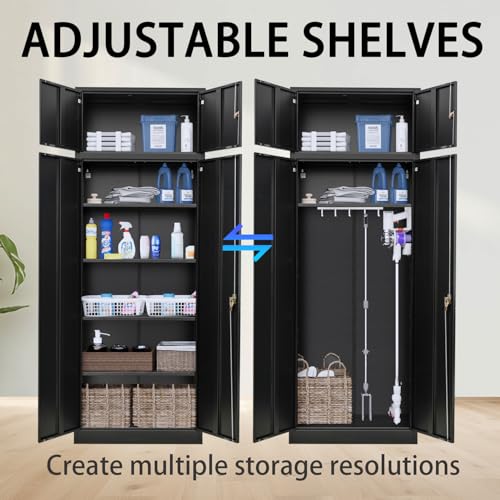Metal Storage Cabinet with 2 Doors and 5 Adjustable Shelves