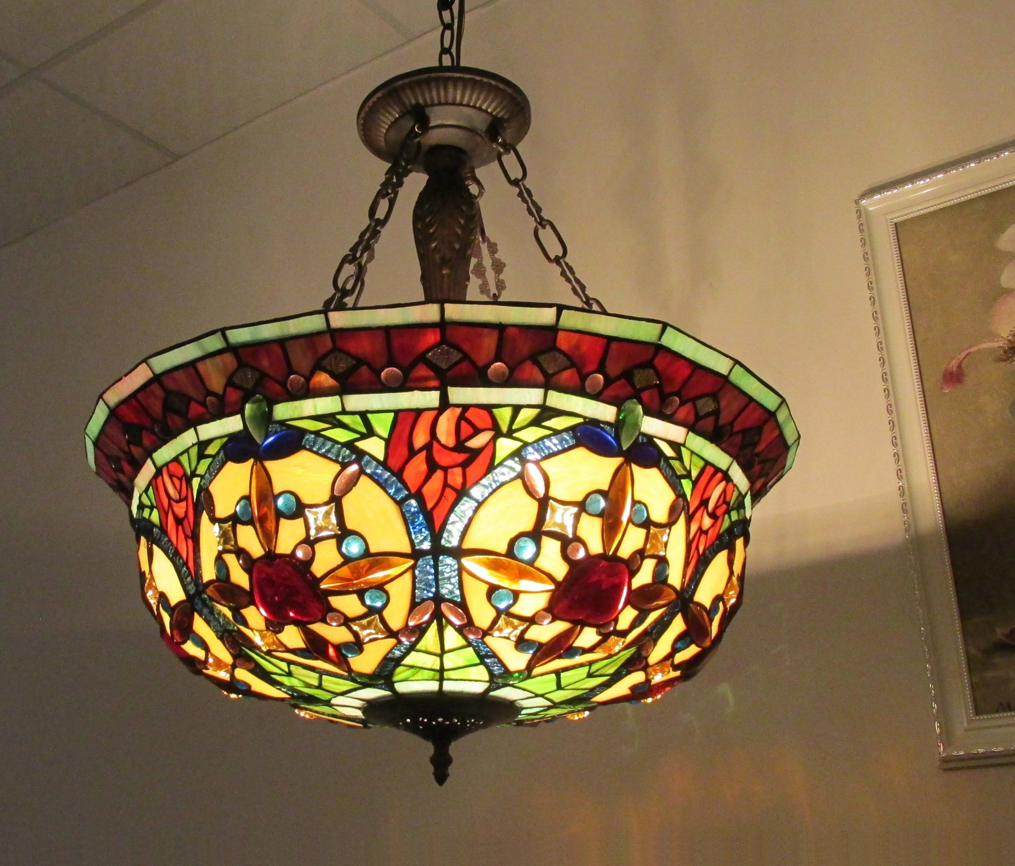 RADIANCE Goods Tiffany-Style 3 Light Victorian Inverted Ceiling Pendant 22" Shade