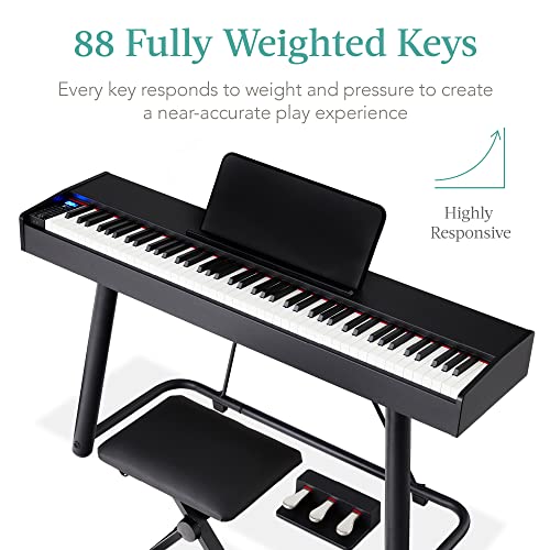 Best Choice Products 88-Key Weighted Full Size Digital Piano, Electronic Keyboard Set for All Experience Levels w/U-Stand, 3 Sustain Pedal Unit