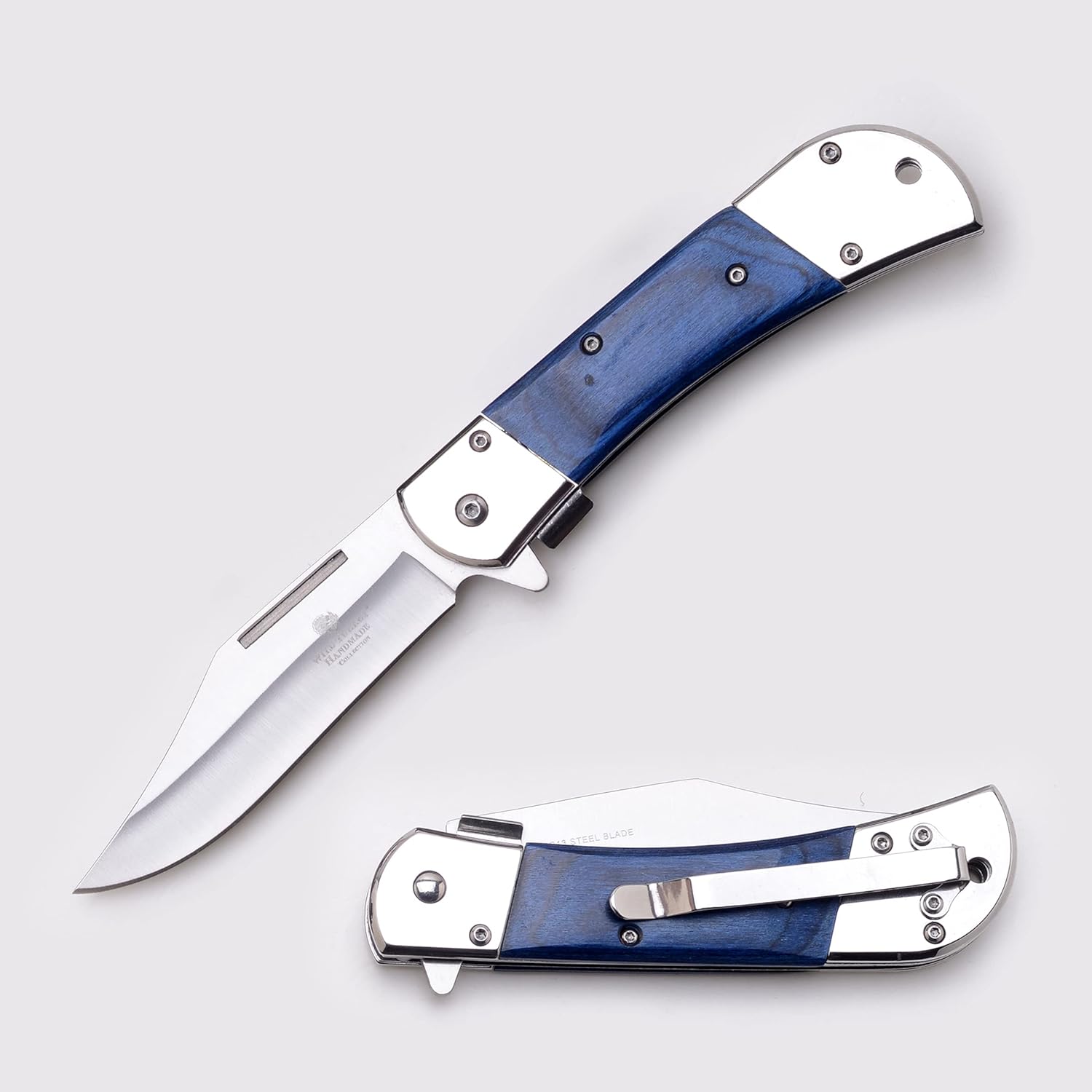 Wild Turkey Handmade Smooth Handle Folding Pocket Knife Hiking Camping Fishing - Razor Sharp Blade
