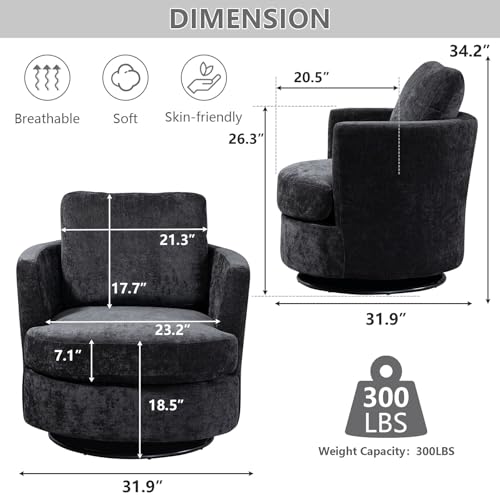 ODUWA Swivel Barrel Chair Set of 2