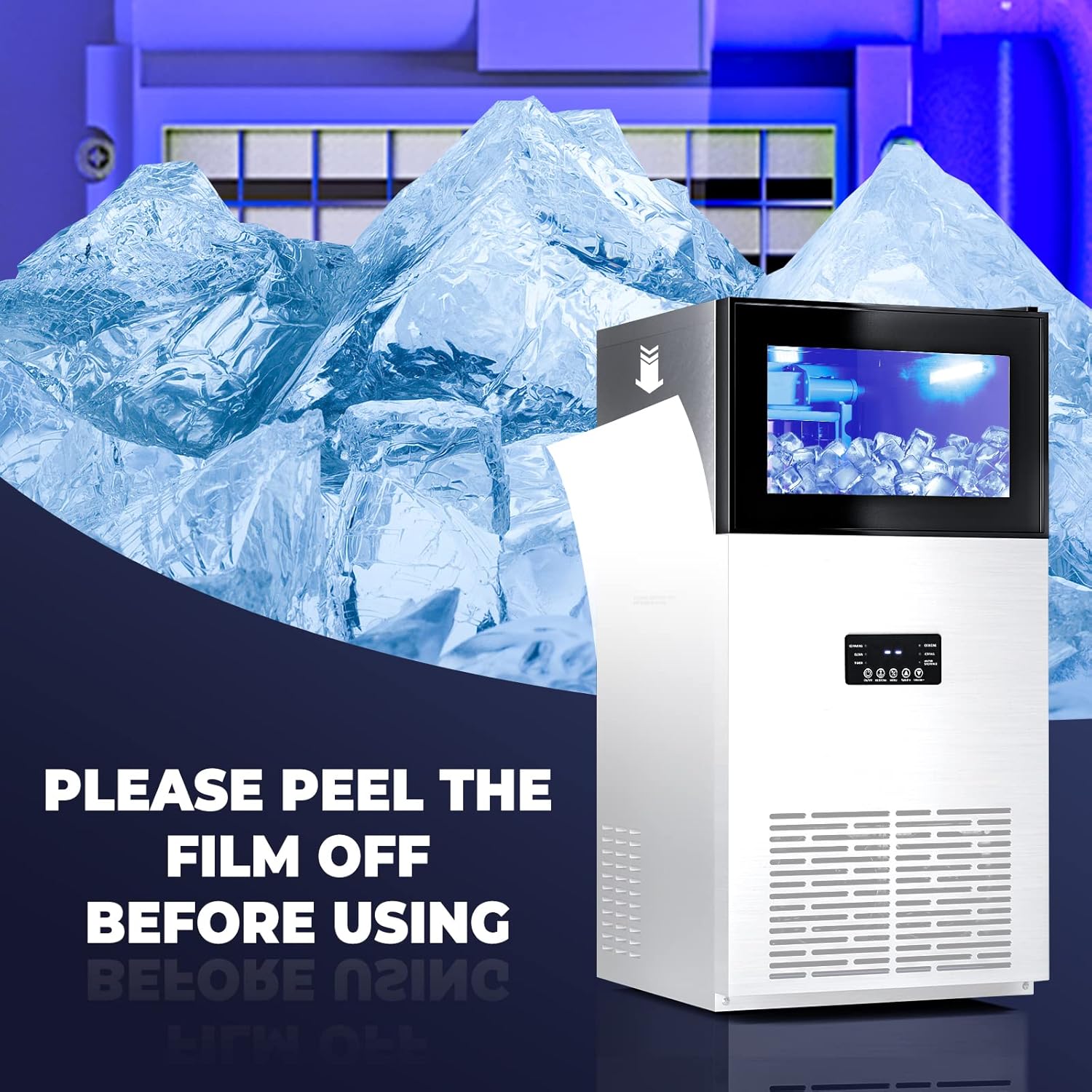 COSTWAY Commercial Ice Maker Machine, 180LBS/24H Stainless Steel Under Counter Freestanding Ice Machine for Restaurant with Self-Cleaning Function
