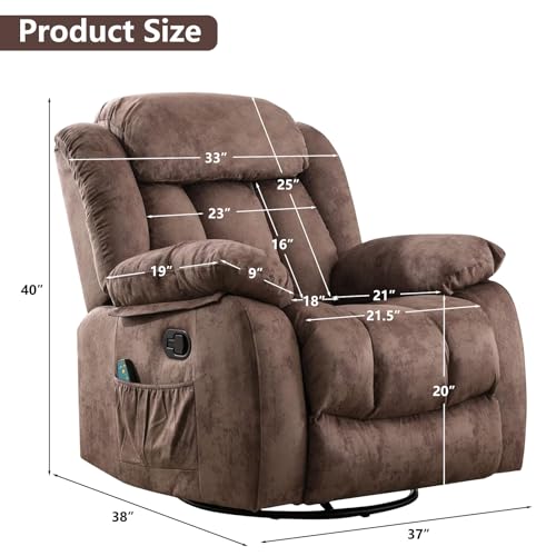 CANMOV Massage Swivel Rocker Recliner Chair with Heat and Vibration