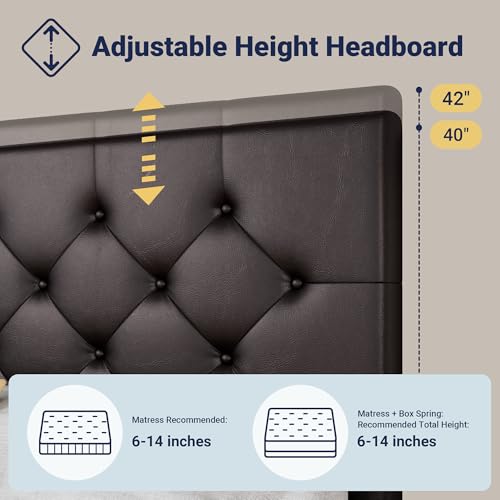 Allewie Upholstered Queen Size Platform Bed Frame with 4 Storage Drawers and Headboard, Square Stitched Button Tufted