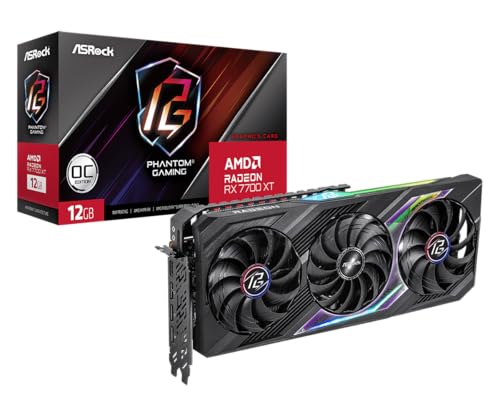 ASRock AMD Radeon RX 7700 XT Challenger 12GB GDDR6 192-bit 0dB Silent Cooling 7680 x 4320 DisplayPort HDMI LED Indicator 18Gbps Dual Fan Graphics Card