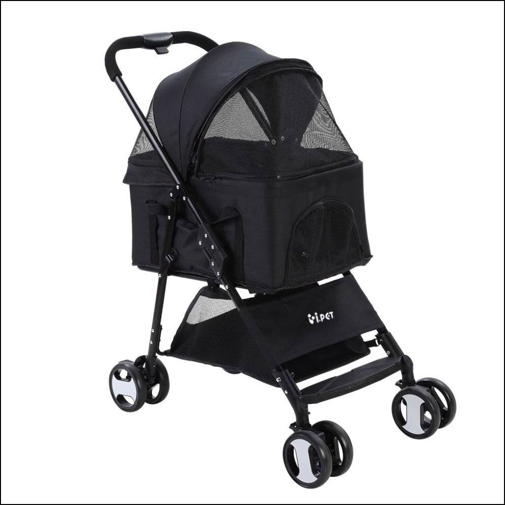 i.Pet Pet Stroller Dog Carrier Foldable Pram 3 in 1 Middle Size Black
