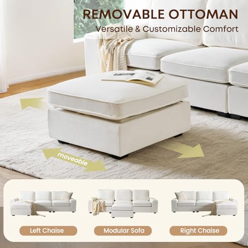 101" L Shaped Couch Modular Sectional Sofa with Storage Ottoman Chaise, Modern Modular Sofa, Comfy Sectional Couches for Living Room Apartment