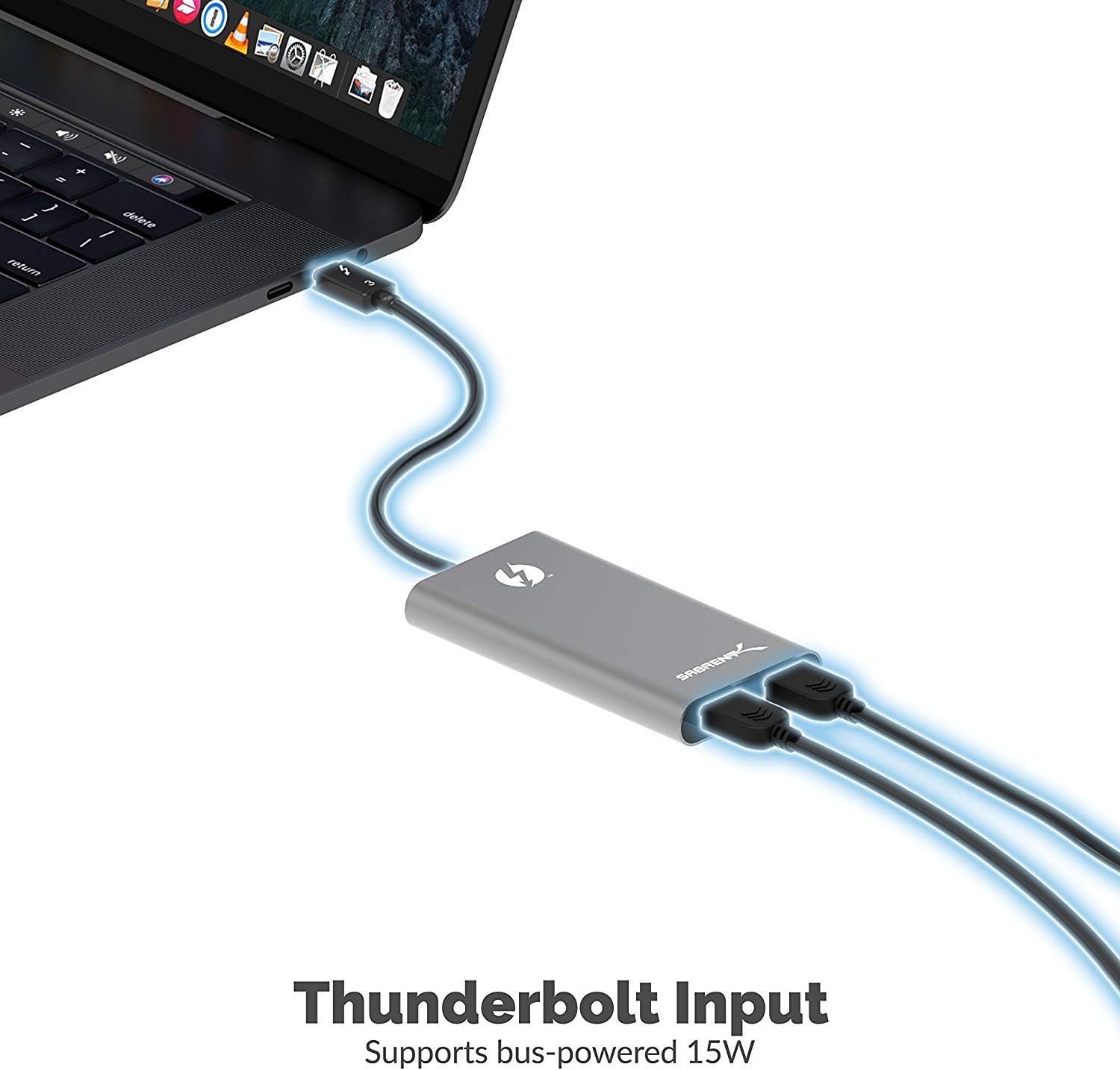 Sabrent Thunderbolt 3 to Dual HDMI 2.0 Display Adapter for Windows or Mac | up to 4K Resolution at 60Hz | Detachable Cable with Screw-in Lock