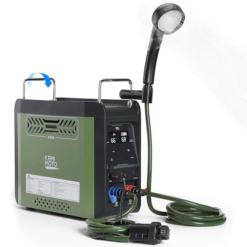 KEMIMOTO Portable Water Heater Constant Temperature, Propane Water Heater with Pump, Max 100 Mins 3s Instant Hot 20,000 BTU