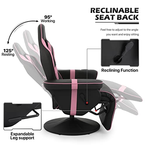 MoNiBloom Video Gaming Chair Racing Style Single Living Room Sofa Recliner with Detachable Headrest