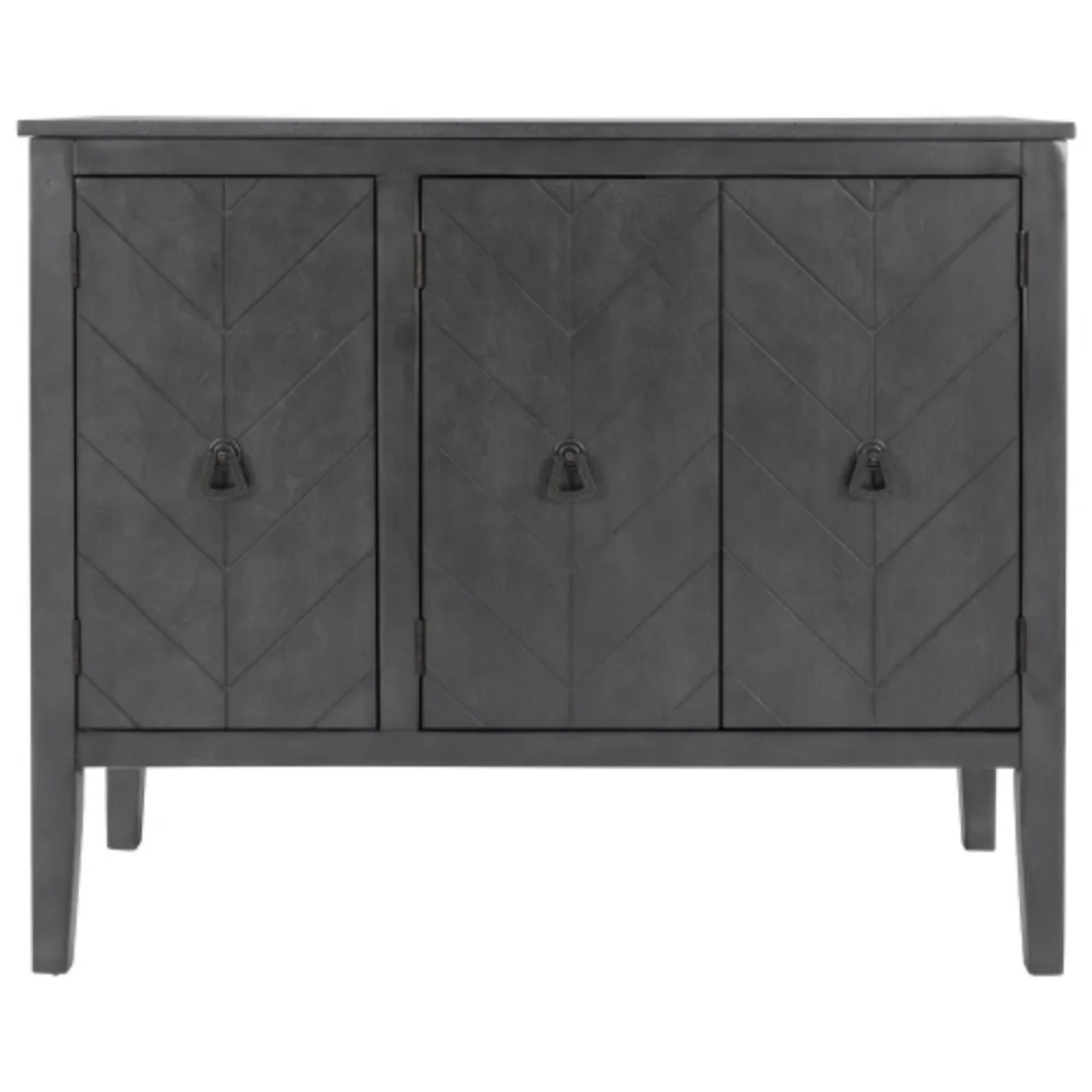 Accent Storage Cabinet Wooden Cabinet with Adjustable Shelf, Antique Gray, Entryway, Living Room, Bedroom Grey + MDF