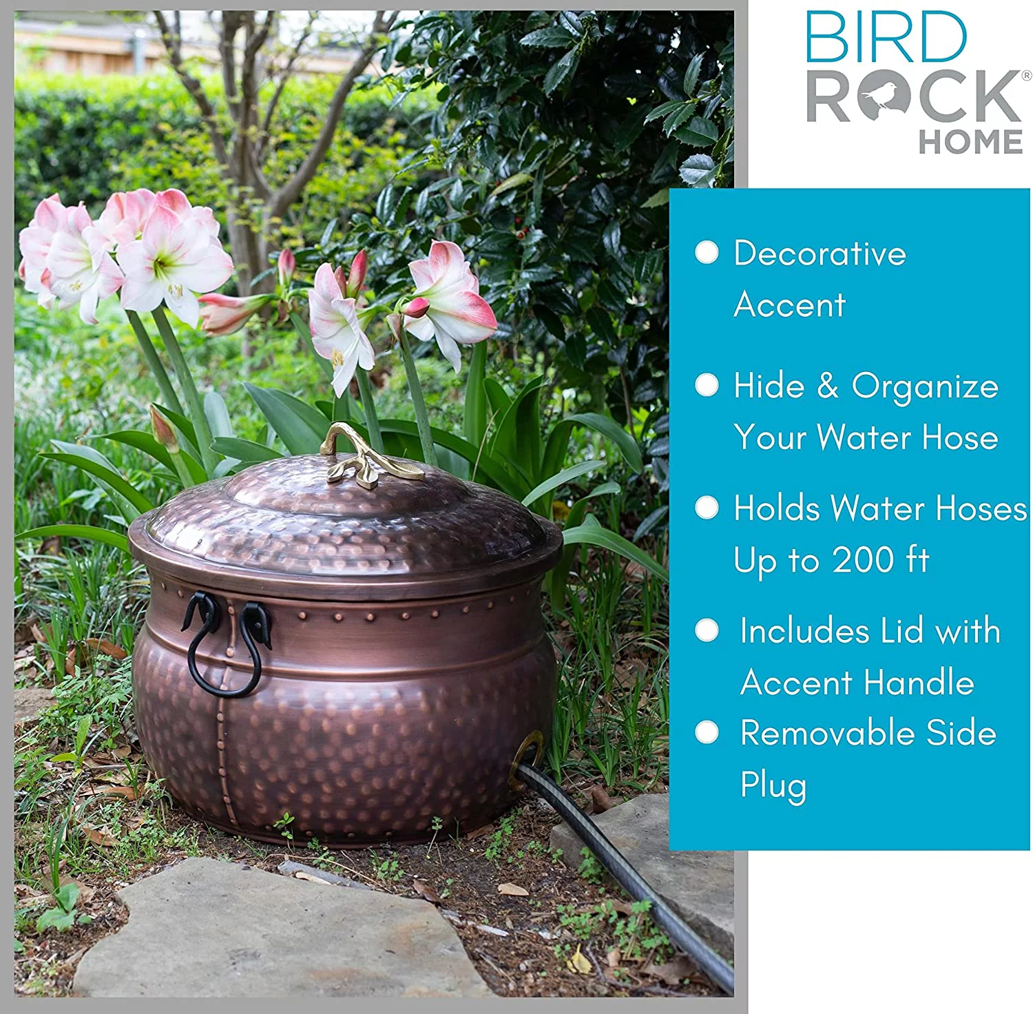 BirdRock Home Garden Water Hose Pot with Lid - Radiant Selections