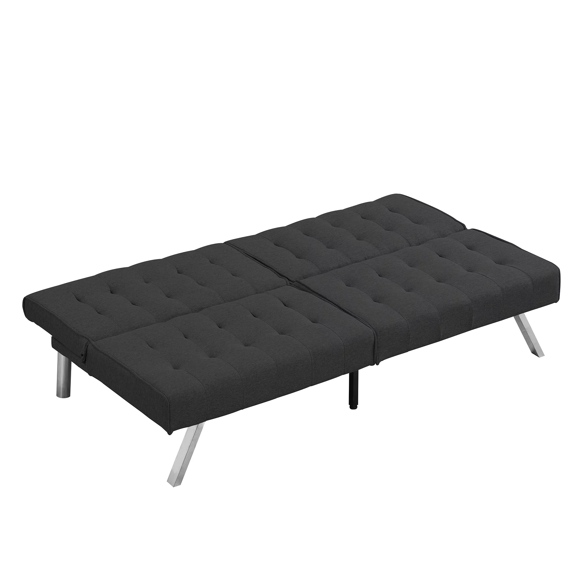 CoSoTower Wood Frame, Stainless Leg, Futon, Sofa Bed Black