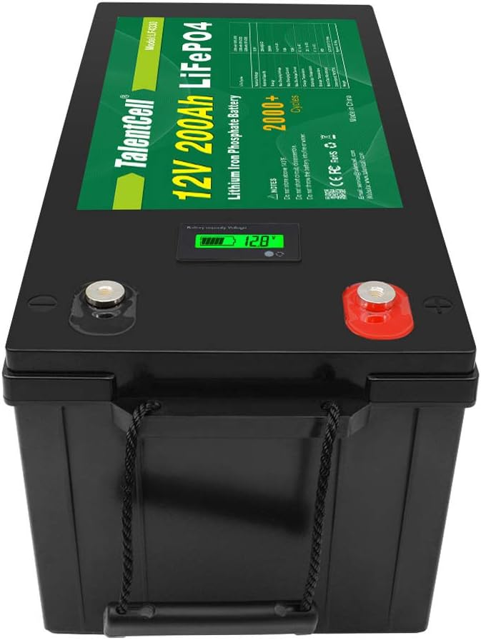 TalentCell 12V 200Ah Lithium Iron Phosphate Deep Cycle Battery Pack, Rechargeable LiFePO4 Batteries Over 2000 Cycles