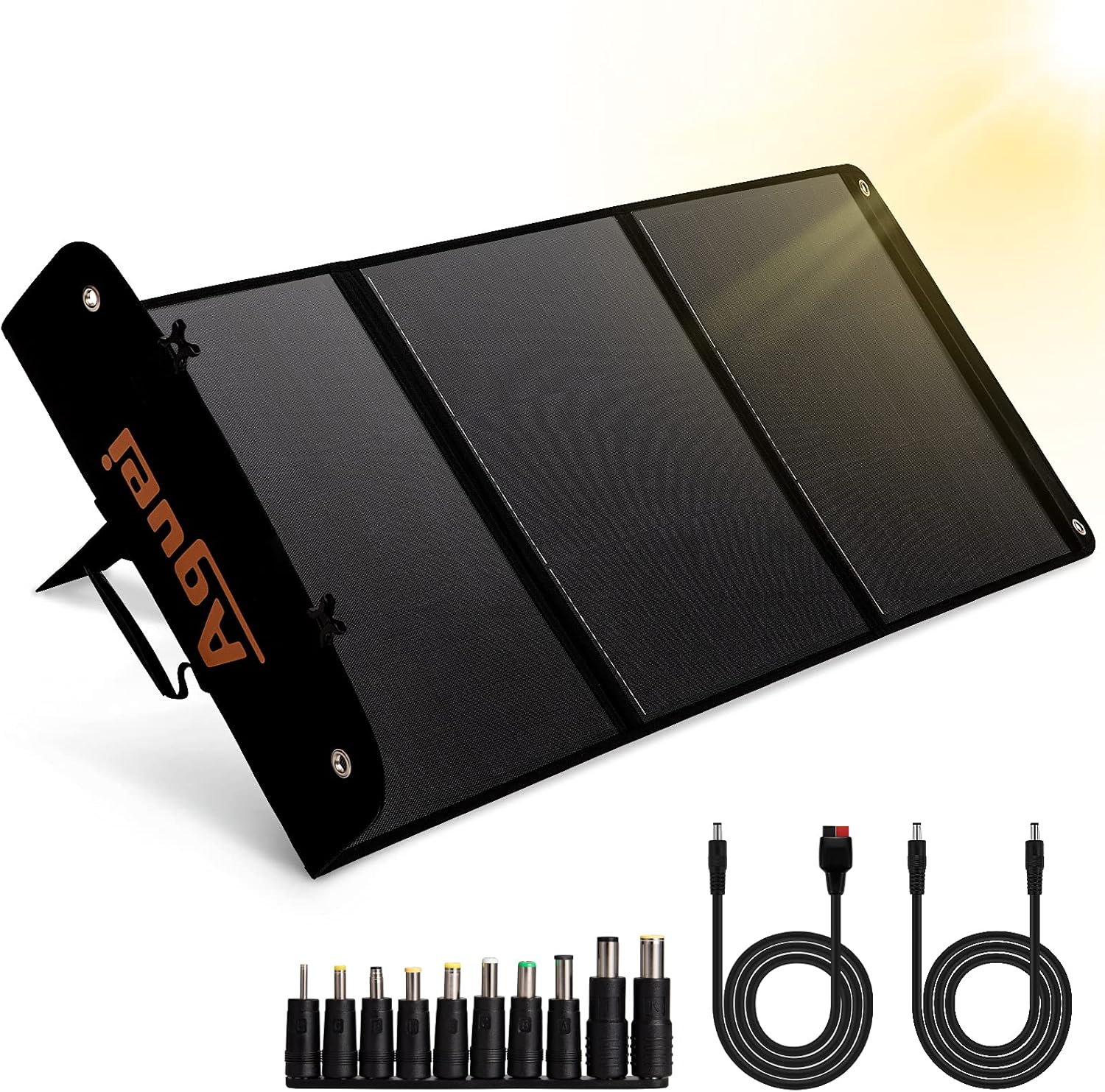 Upgrade Aguei 120W Foldable Solar Panel Monocrystalline for Portable Power Station Solar Generator Solar Charger 12V Battery with Auto 2.0/3.0 USB