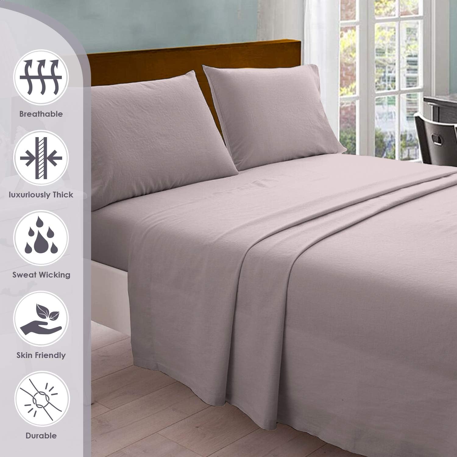 Pizuna 800 Thread Count Cotton California-King-Sheet-Set White, 100% Long-Staple-Cotton Smooth Sateen Sheets