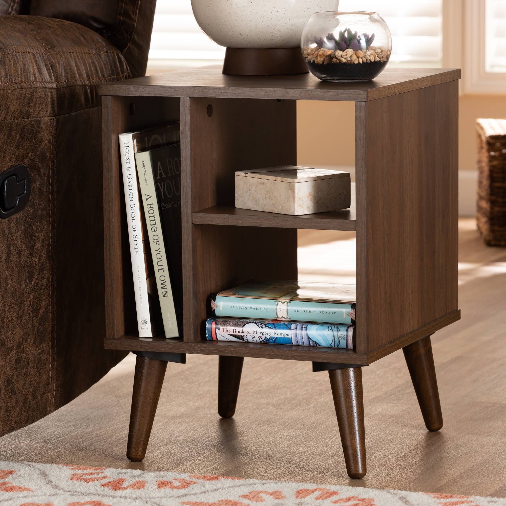 Baxton Studio Sami Mid-Century Modern Finished Wood End Table Walnut