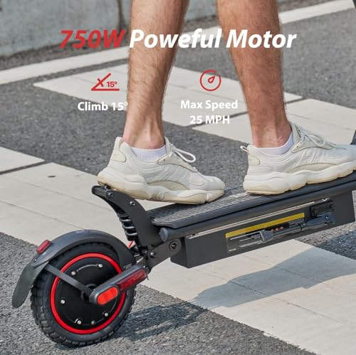 Electric Scooter, 1000W/800W/750W Powerful Motor, 28/25 MPH & 28/25 Miles, 10"/9.3" Pneumatic Tires, Dual Brakes & Dual Shock Absorbers