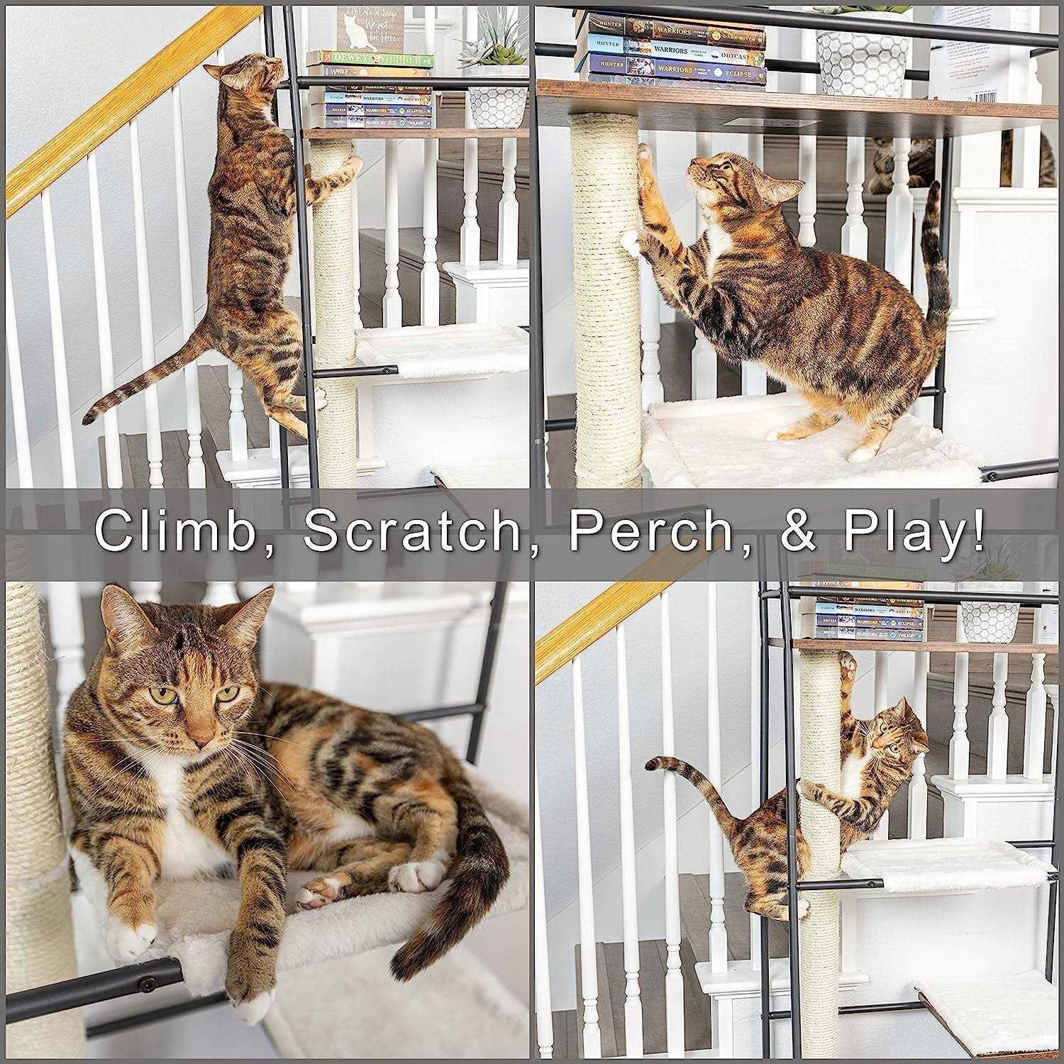 petfusion versiclimb Cat Climber multi-purpose pet furniture w/tall Scratching Post &amp; Cat hammock - Pet Supplies online store