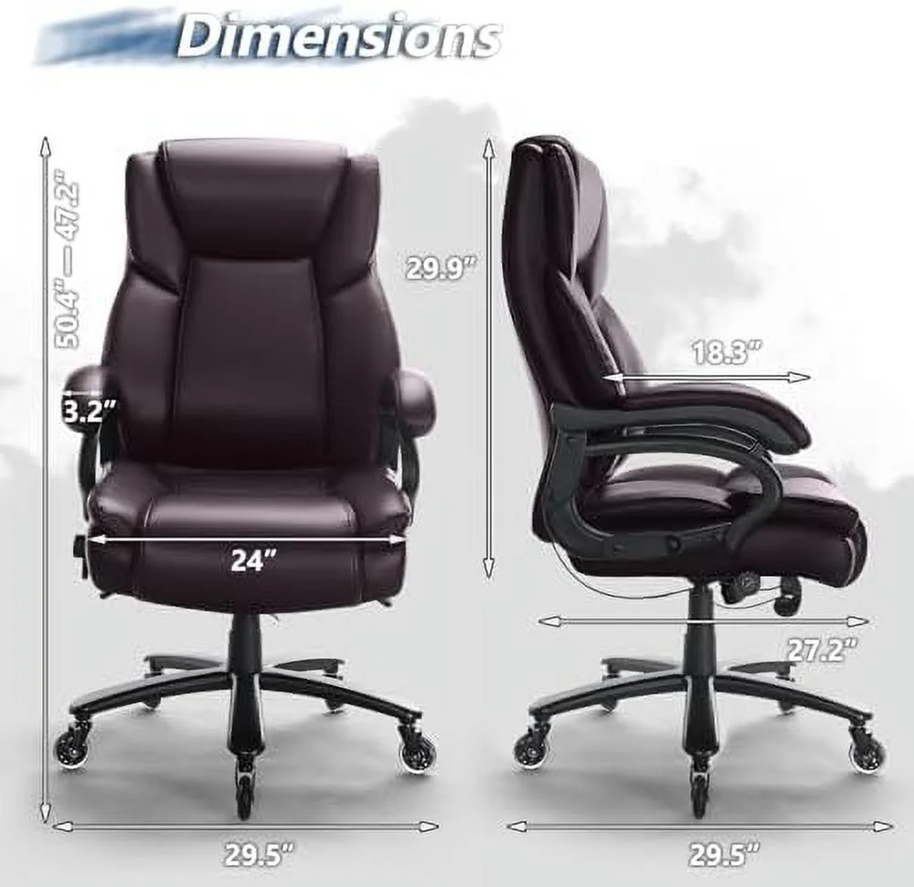 Big and Tall Office Chair 500lbs  Adjustable Lumbar Support Executive Office Chair with High Back  JOMA Heavy Duty Office Chair Office Chairs for