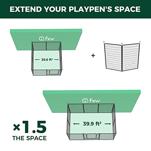 FXW Rollick Dog Playpen for Yard, RV Camping, 32 inch 16 Panels for Small and Medium Dogs│Patented