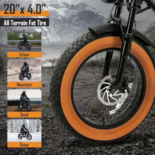 S8 Electric Bike for Adult, 1000W 20" Fat Tire 48V 17.5AH Removable Battery, Max 35-70 Miles Electric Motorcycle