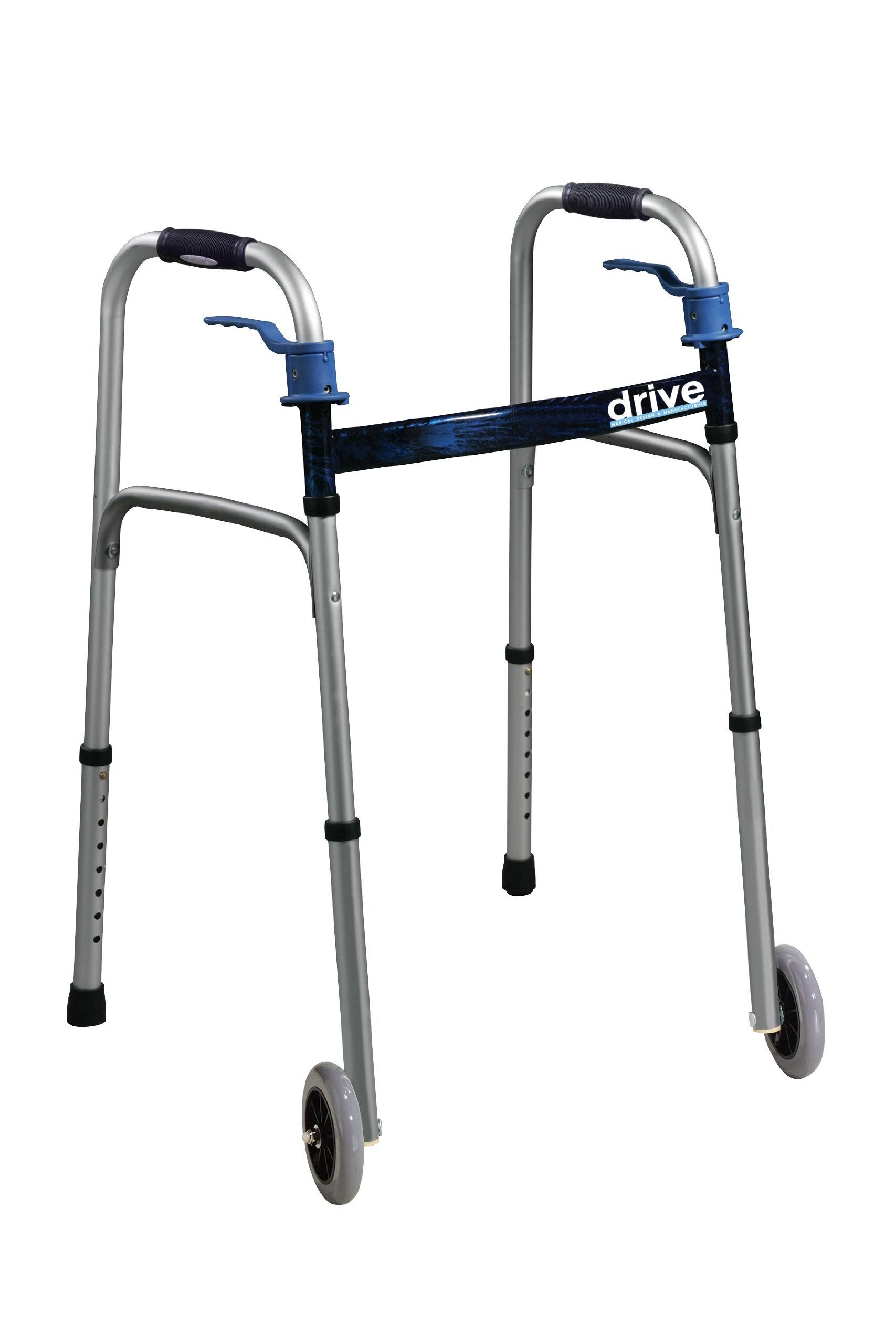 Drive Medical Trigger Release Folding Walker Brushed Steel