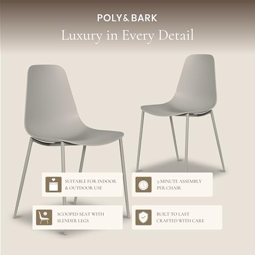 POLY & BARK Isla Modern Kitchen Chairs Set of 4 - Plastic Dining Chair with Metal Legs